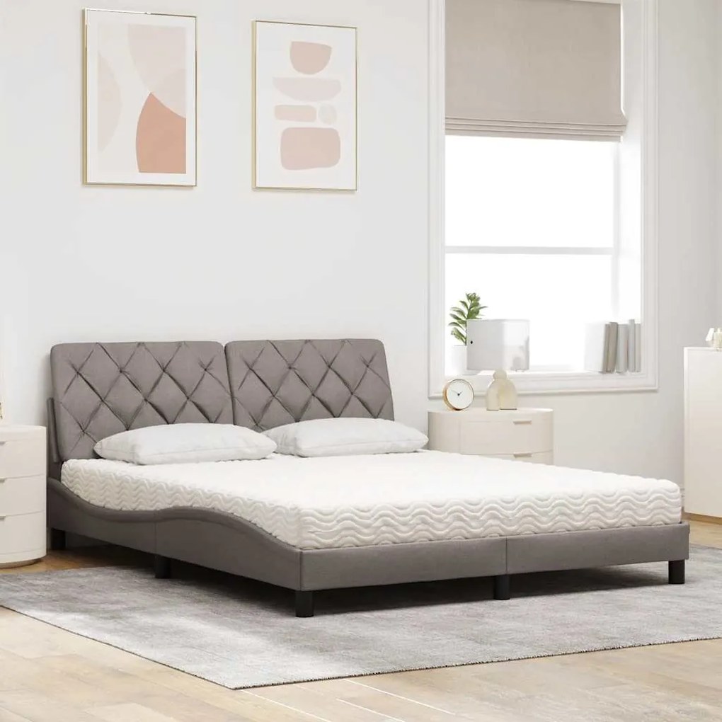 vidaXL Κρεβάτι Taupe 160x200 εκ. Υφασμάτινο