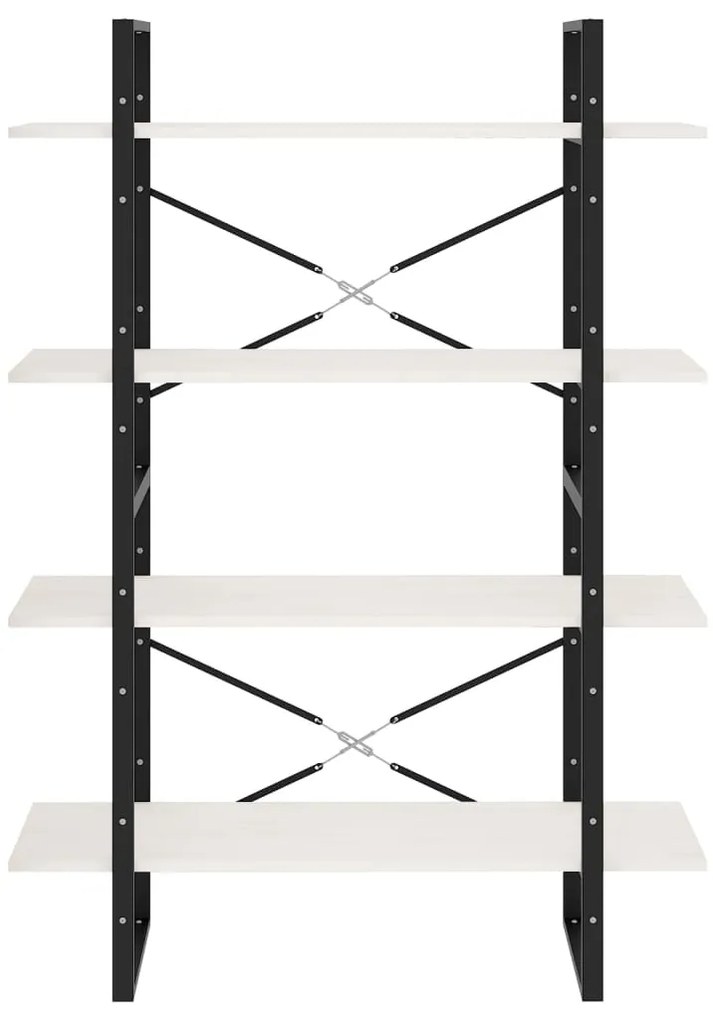 vidaXL Βιβλιοθήκη με 4 Ράφια Λευκή 100x30x140 εκ από Μασίφ Ξύλο Πεύκου