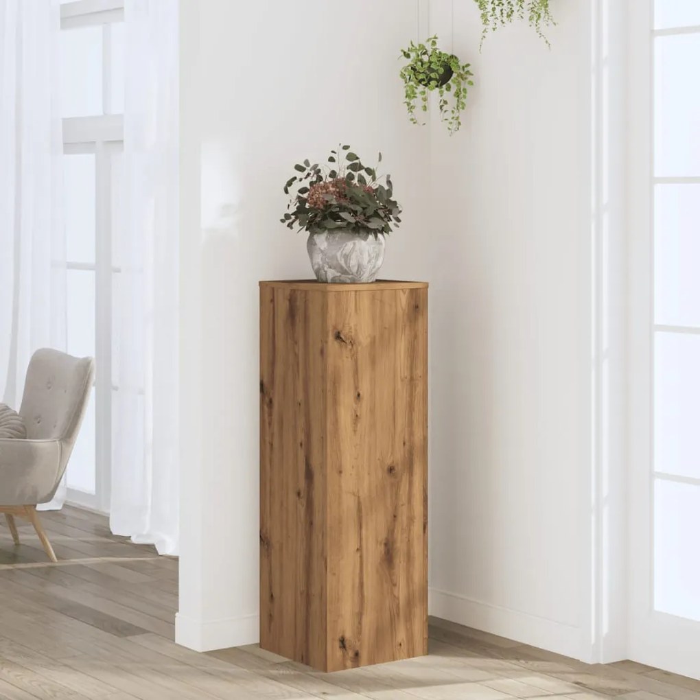 vidaXL Βάσεις Φυτών Αρτισιανή Δρυς 33x33x100 εκ. Επεξ. Ξύλο