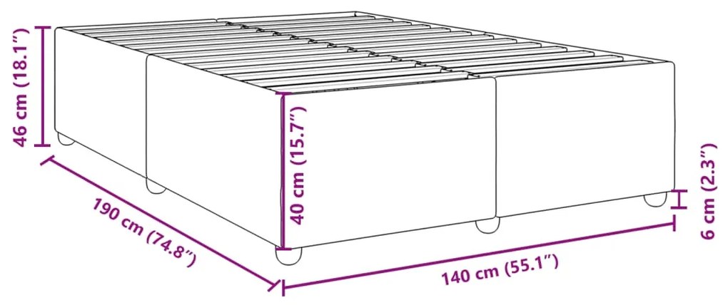 Σκελετός Κρεβατιού Χωρίς Στρώμα Μαύρο 140x190 εκ. Υφασμάτινο - Μαύρο