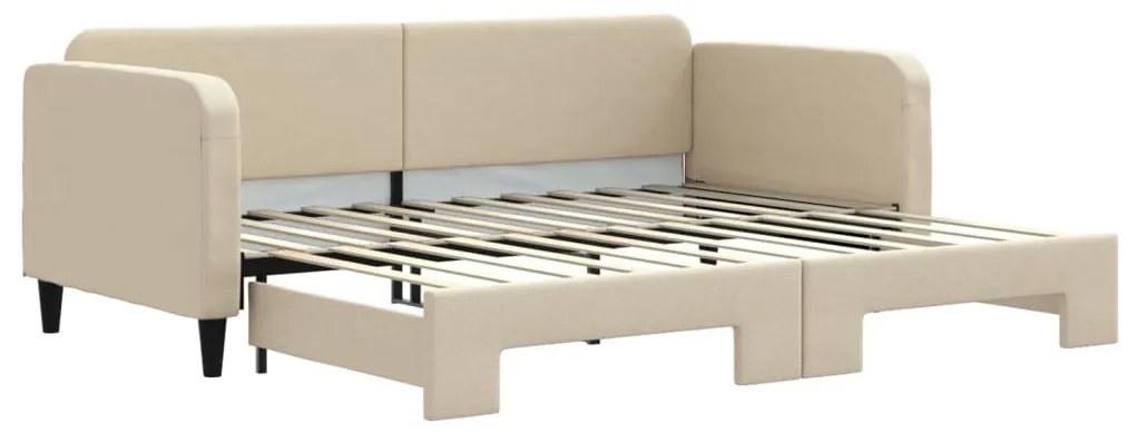 vidaXL Καναπές Κρεβάτι Συρόμενος Κρεμ 90 x 200 εκ. Ύφασμα