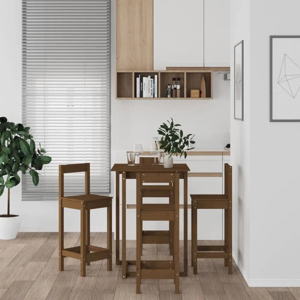 vidaXL Σετ Επίπλων Μπαρ 5 Τεμαχίων Μελί Καφέ από Μασίφ Ξύλο Πεύκου