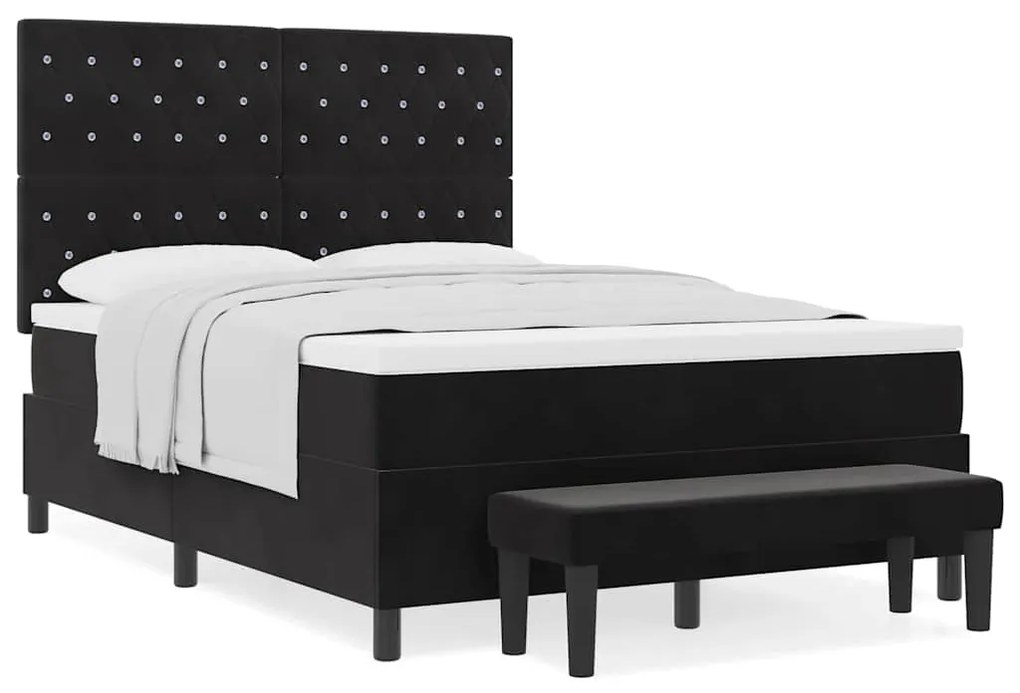 vidaXL Κρεβάτι με ελατήρια με στρώμα Μαύρο 140 x 200 cm Βελούδο