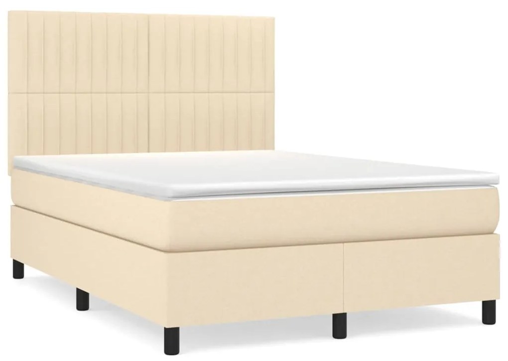 ΚΡΕΒΑΤΙ BOXSPRING ΜΕ ΣΤΡΩΜΑ ΚΡΕΜ 140X190 ΕΚ. ΥΦΑΣΜΑΤΙΝΟ 3141934