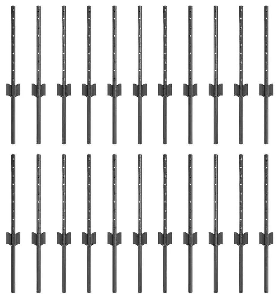 vidaXL Πό posts φράχτη 22 pcs Γκρι Μέταλλο