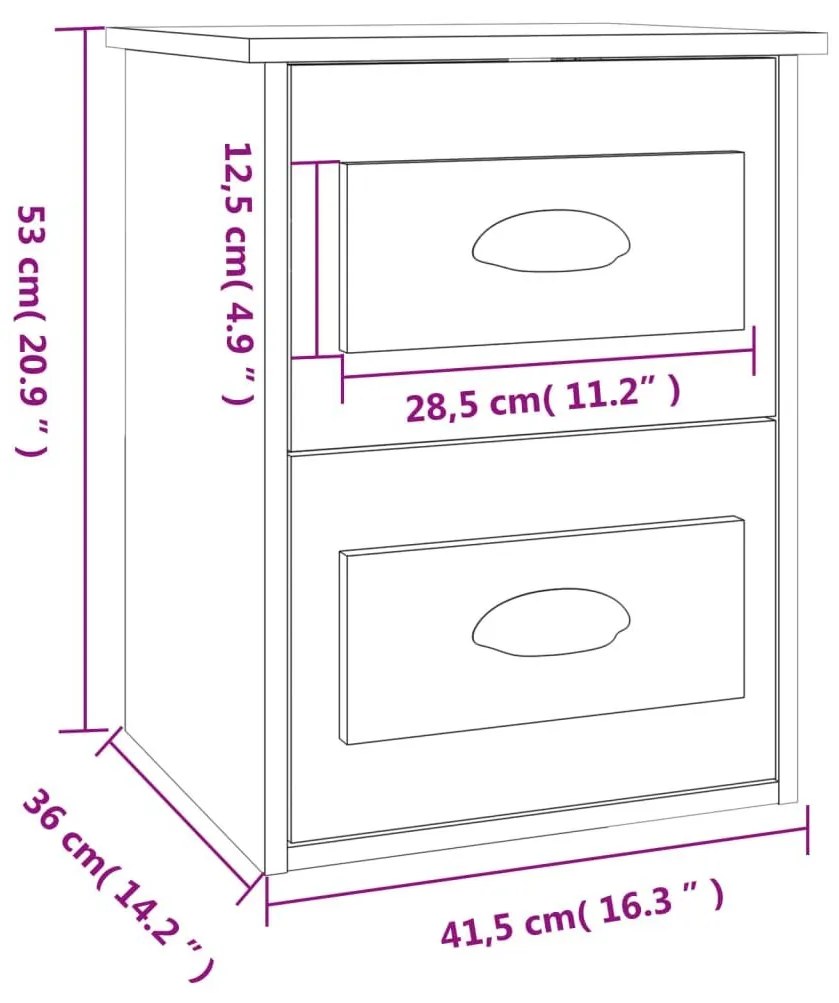 Κομοδίνο Επιτοίχιο Λευκό 41,5 x 36 x 53 εκ. - Λευκό