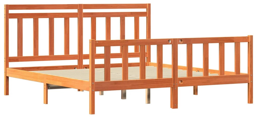 vidaXL Σκελετός Κρεβατιού με κεφαλάρι 2 pcs Κερωτό καφέ 180 x 200 cm