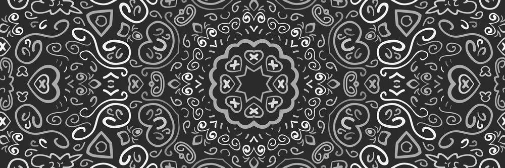 Εικόνα Mandala of love σε ασπρόμαυρο σχέδιο - 150x50