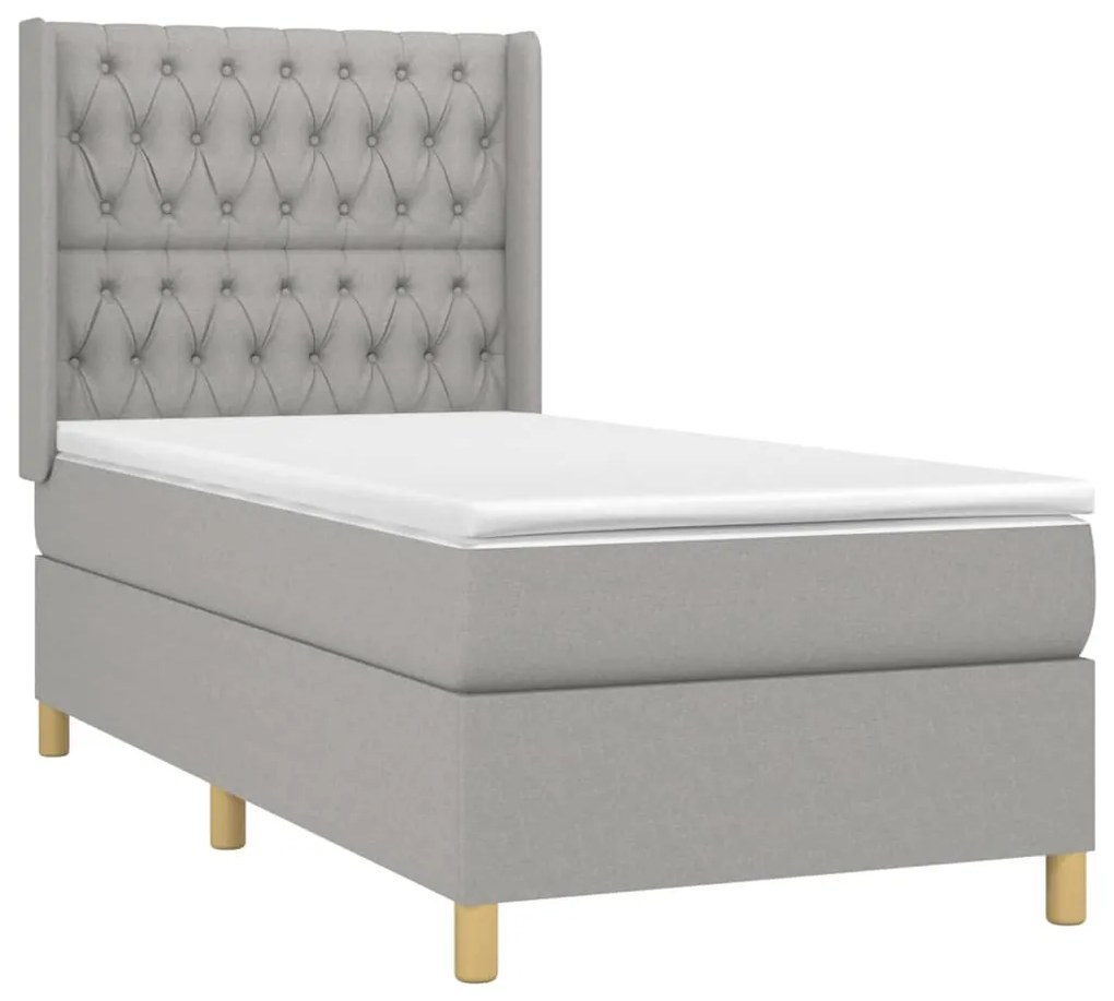 Κρεβάτι Boxspring με Στρώμα &amp; LED Αν.Γκρι 90x200 εκ. Υφασμάτινο - Γκρι