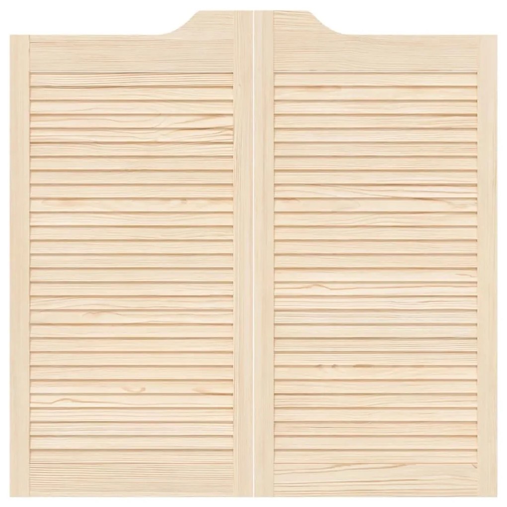 Swing Doors Louvred Design 1-Pair 100x100 cm μασίφ ξύλο πεύκο - Καφέ