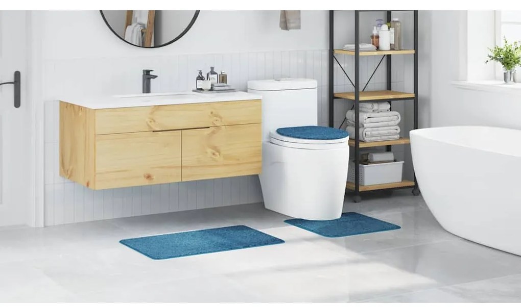 vidaXL Πατάκι μπάνιου 3 pcs Μπλε 50 x 50 cm Πολυπροπυλένιο