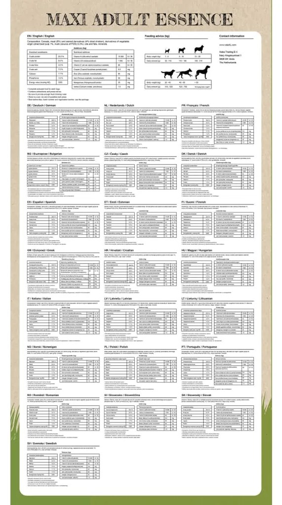 vidaXL Ξηρά Τροφή Σκύλων Premium Maxi Adult Essence Beef &amp; Chicken 15κ