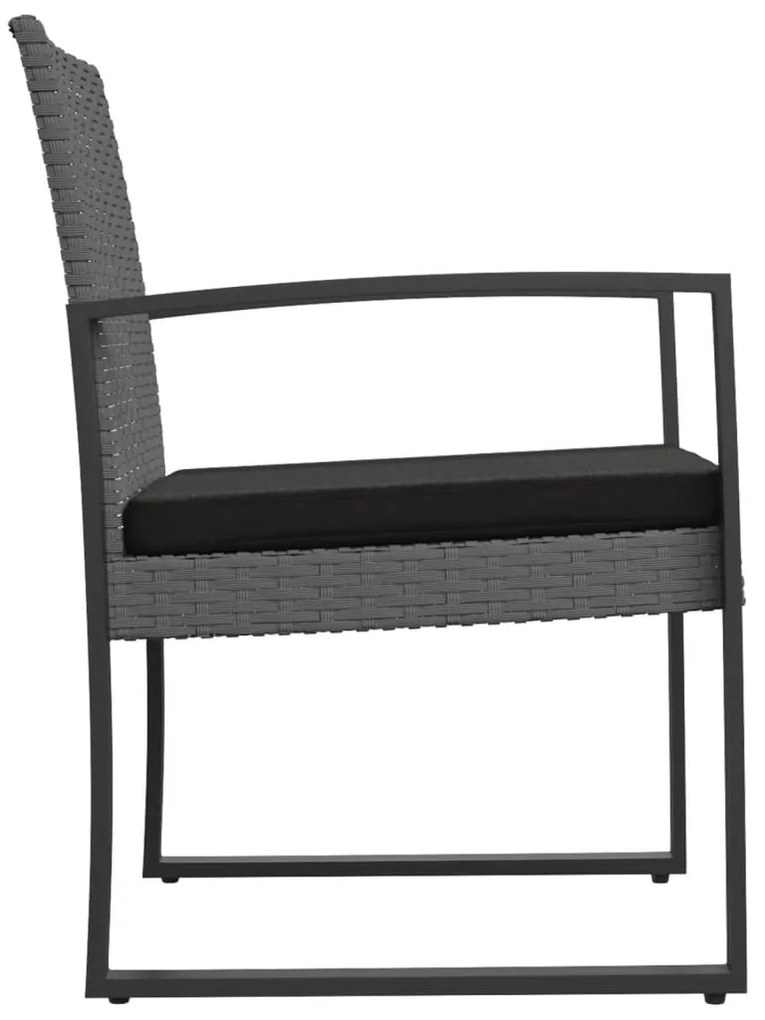 vidaXL Καρέκλες Τραπεζαρίας Κήπου 2 τεμ. Σκ. Γκρι Ρατάν Πολυπρ/λενίου