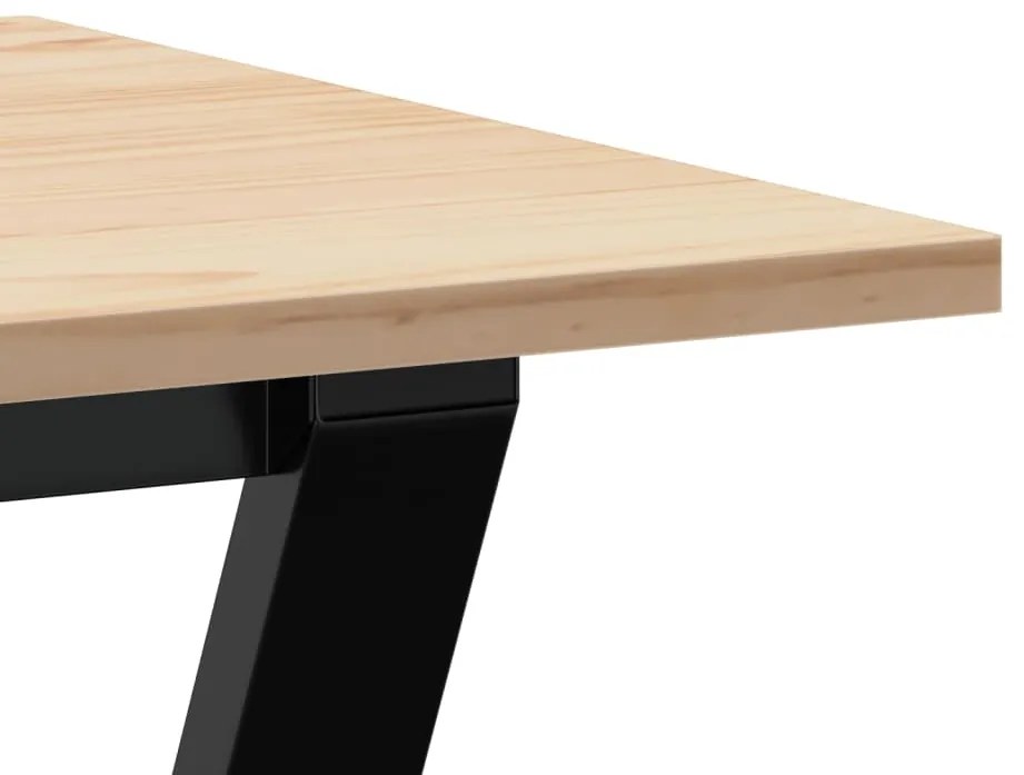 vidaXL Τραπέζι Τραπεζαρίας Πλαίσιο Υ Μασίφ Πεύκο/Ατσάλι