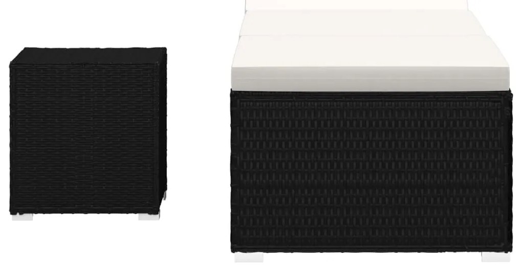 vidaXL Ξαπλώστρα Λευκό Κρεμ από Συνθετ. Ρατάν με Μαξιλάρι &amp; Τραπεζάκι