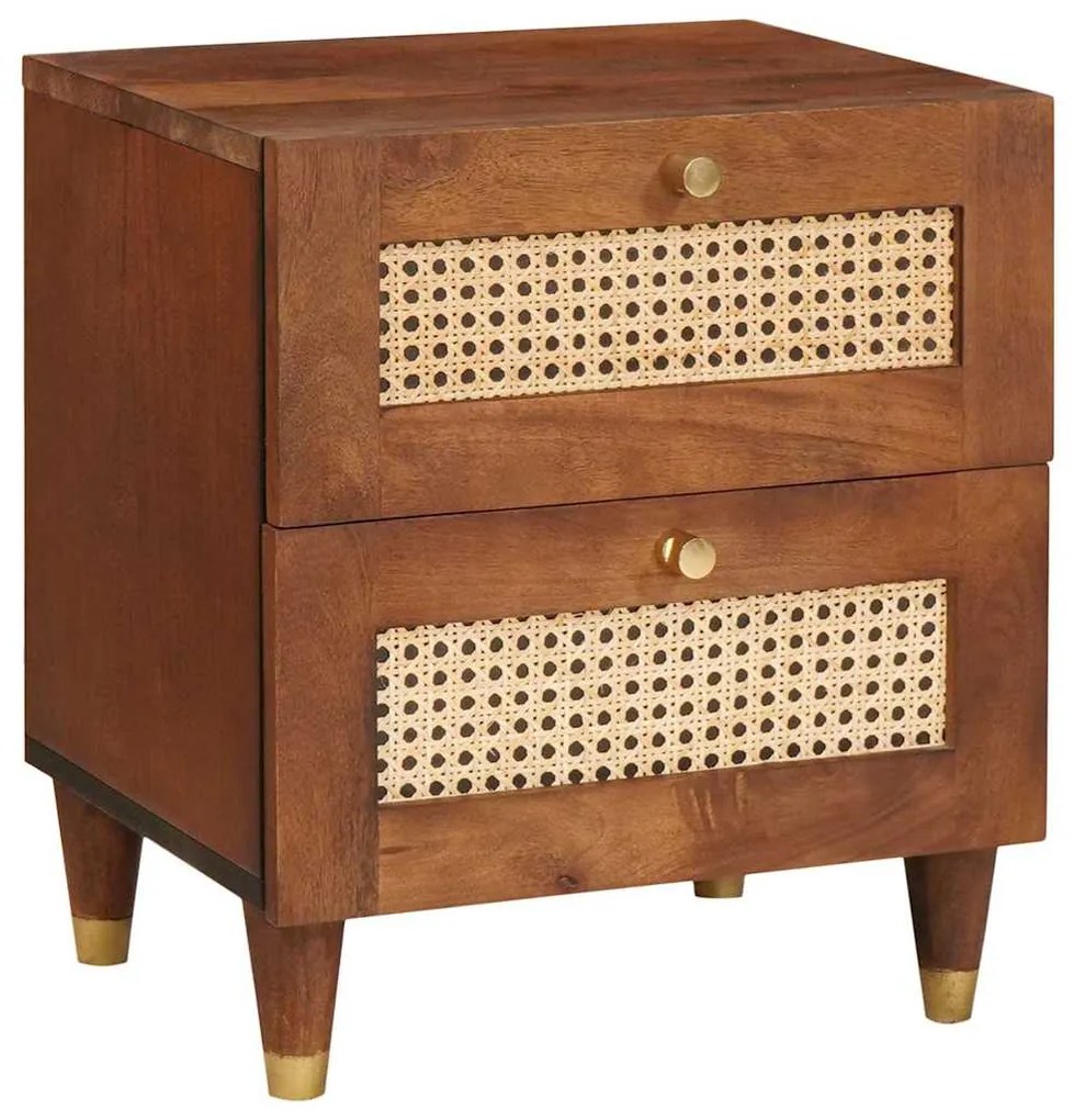 Κομοδίνο με συρτάρι Καφέ 40 x 33,5 x 46 εκ Μασίφ ξύλο ακακίας