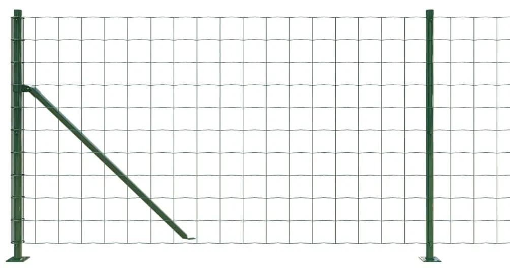 vidaXL Συρματόπλεγμα Περίφραξης Πράσινο 1 x 25 μ. με Βάσεις Φλάντζα
