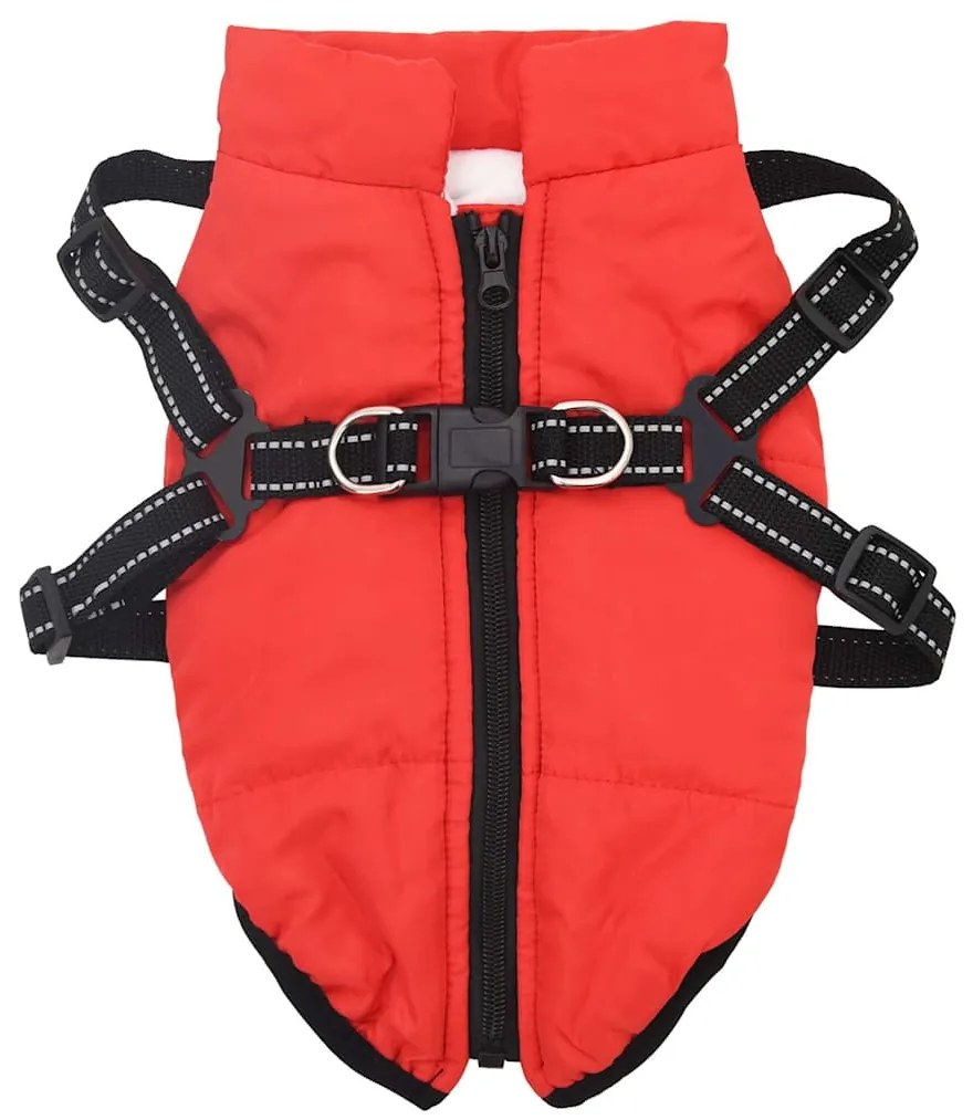 vidaXL Μπουφάν Σκύλου με ιμάντα Κόκκινο L Φλις και Πολυεστέρας