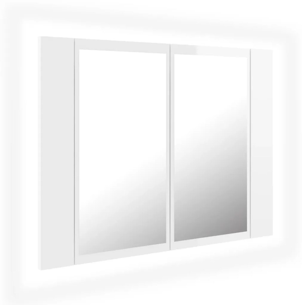 vidaXL Καθρέφτης Μπάνιου με LED Γυαλιστερό Λευκό 60x12x45 εκ.Ακρυλικός