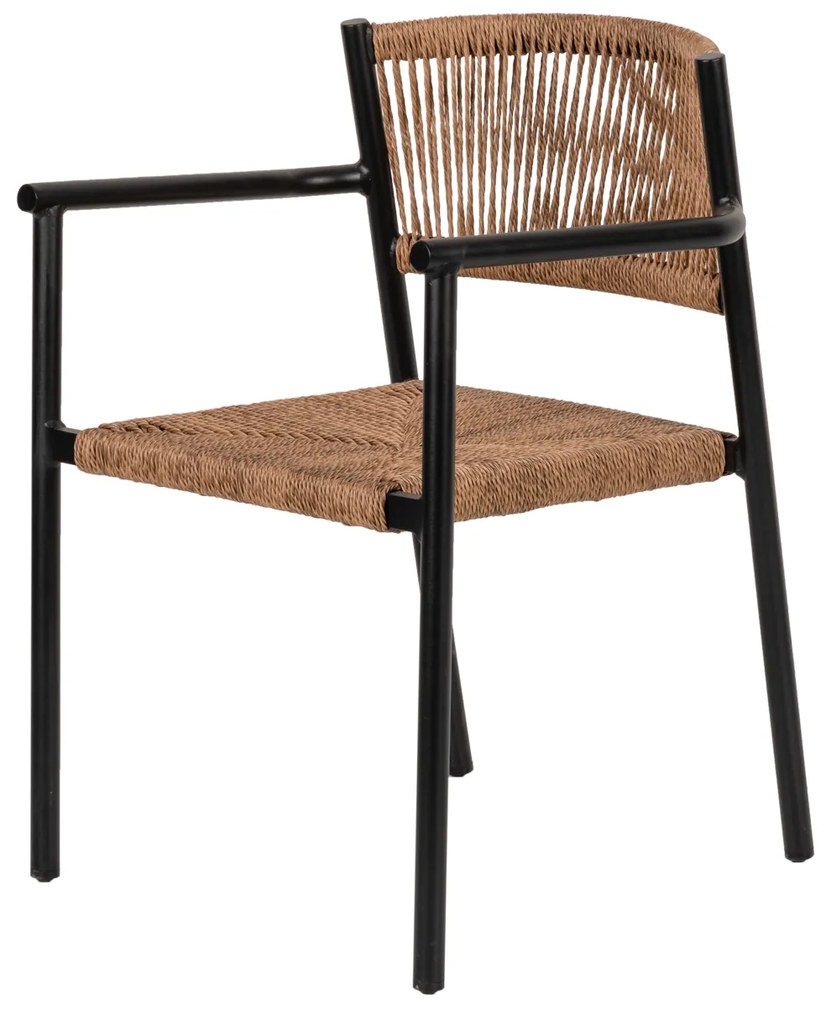 Πολυθρόνα Κήπου INGA Μαύρο/Φυσικό Αλουμίνιο/Rattan 55.5x50x77.5cm - 14840007 - 14840007