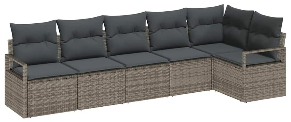 vidaXL Σετ Καναπέ Κήπου 6 pcs Γκρι Πολυ ράταν