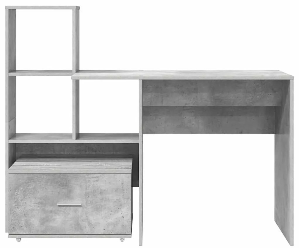 vidaXL Γραφείο με συρτάρι Γκρι σκυροδέματος 131.5 x 50 x 106.5 εκ.