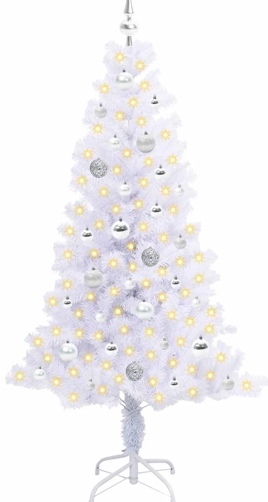 vidaXL Τεχνητό Χριστουγεννιάτικο Δέντρο Λευκό 150 cm PVC και Χάλυβας