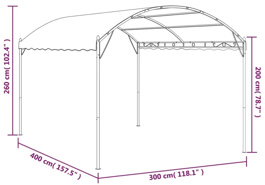 vidaXL Κιόσκι Σκίασης Ανθρακί 3 x 4 μ.