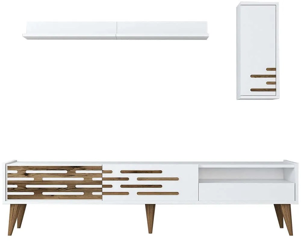 Σύνθεση Τηλεόρασης Valensiya 845HCT5348 180x35x45cm White-Walnut