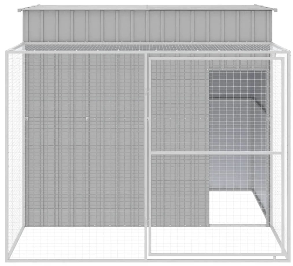 vidaXL Σπιτάκι Σκύλου με Αυλή Αν. Γκρι 214x253x181 εκ. Γαλβαν. Χάλυβας