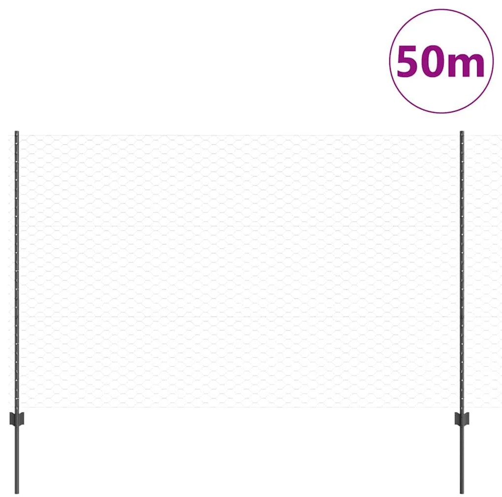 vidaXL Φράχτης με Στήλες. Γκρι 1.5 x 50 m Ατσάλι