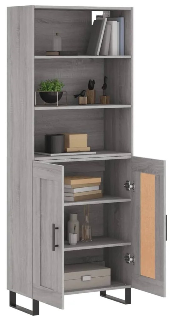 vidaXL Ντουλάπι Γκρι Sonoma 69,5 x 34 x 180 εκ. Επεξεργασμένο Ξύλο