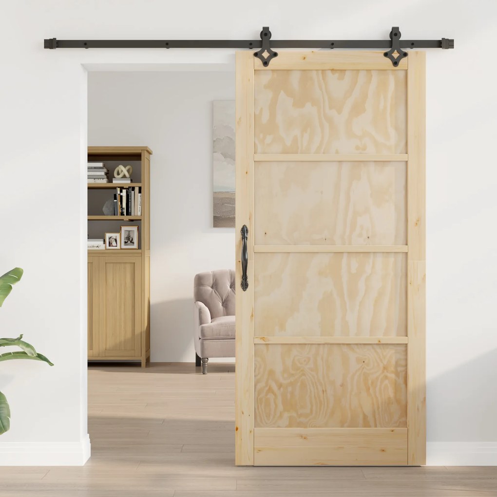 vidaXL Πόρτα  με Σετ Υλικών 93x202 cm Στερεό Ξύλο Πεύκου