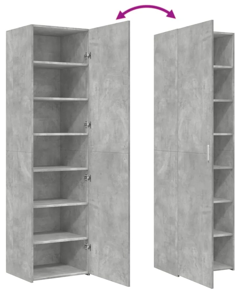 vidaXL Ντουλάπι Γκρι Σκυροδέματος 50x42,5x185 εκ. Επεξεργασμένο Ξύλο