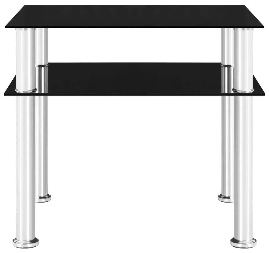 Τραπέζι Βοηθητικό Μαύρο 45 x 50 x 45 εκ. από Ψημένο Γυαλί - Μαύρο