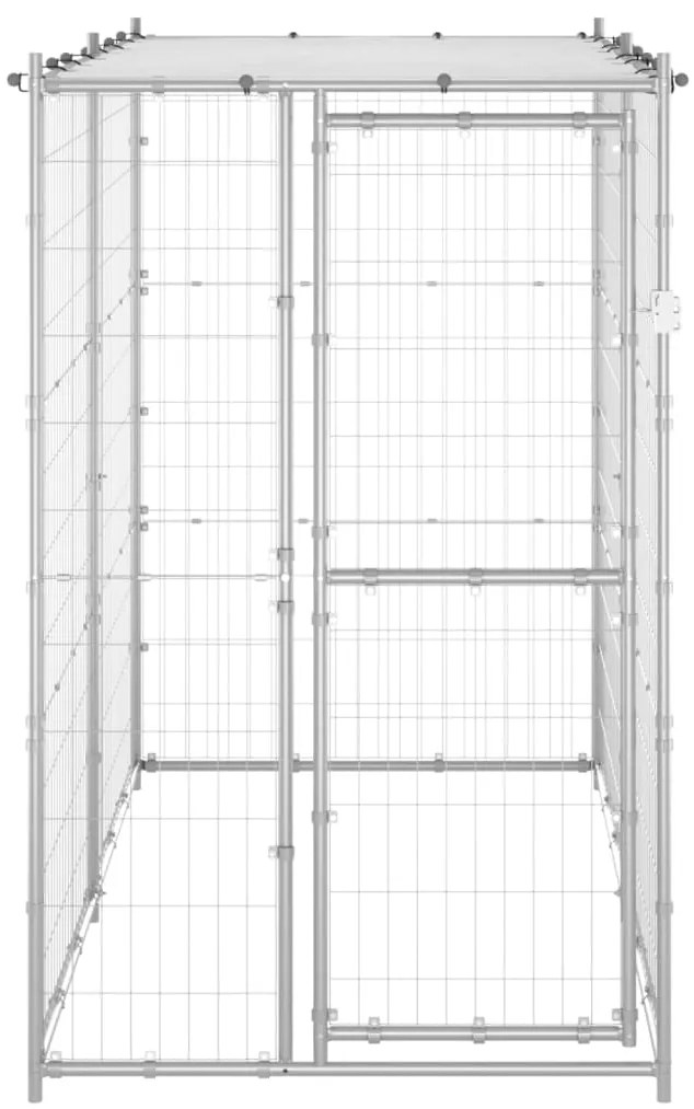 vidaXL Κλουβί Σκύλου Εξ. Χώρου Γαλβαν. Χάλυβας 110x220x180εκ Στέγαστρο