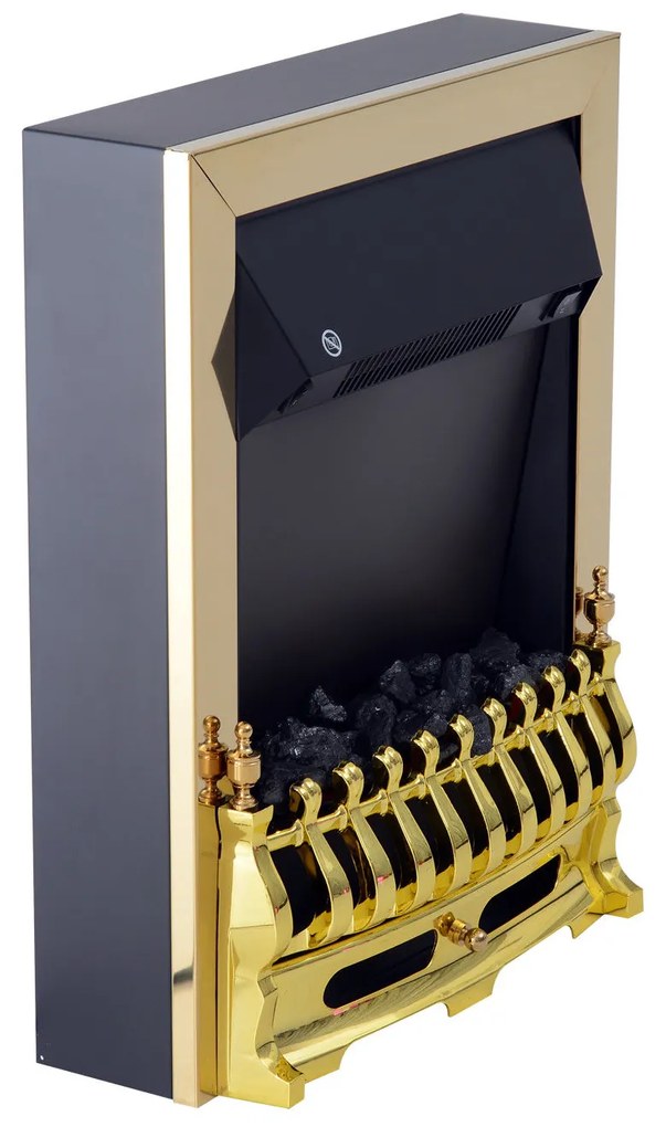 HOMCOM Ηλεκτρικό τζάκι με θέρμανση, ηλεκτρικό τζάκι με εφέ φλόγας LED, 1000/2000W διακοσμητικό τζάκι, ηλεκτρικό τζάκι φωτιάς σόμπα τζακιού, Χρυσό