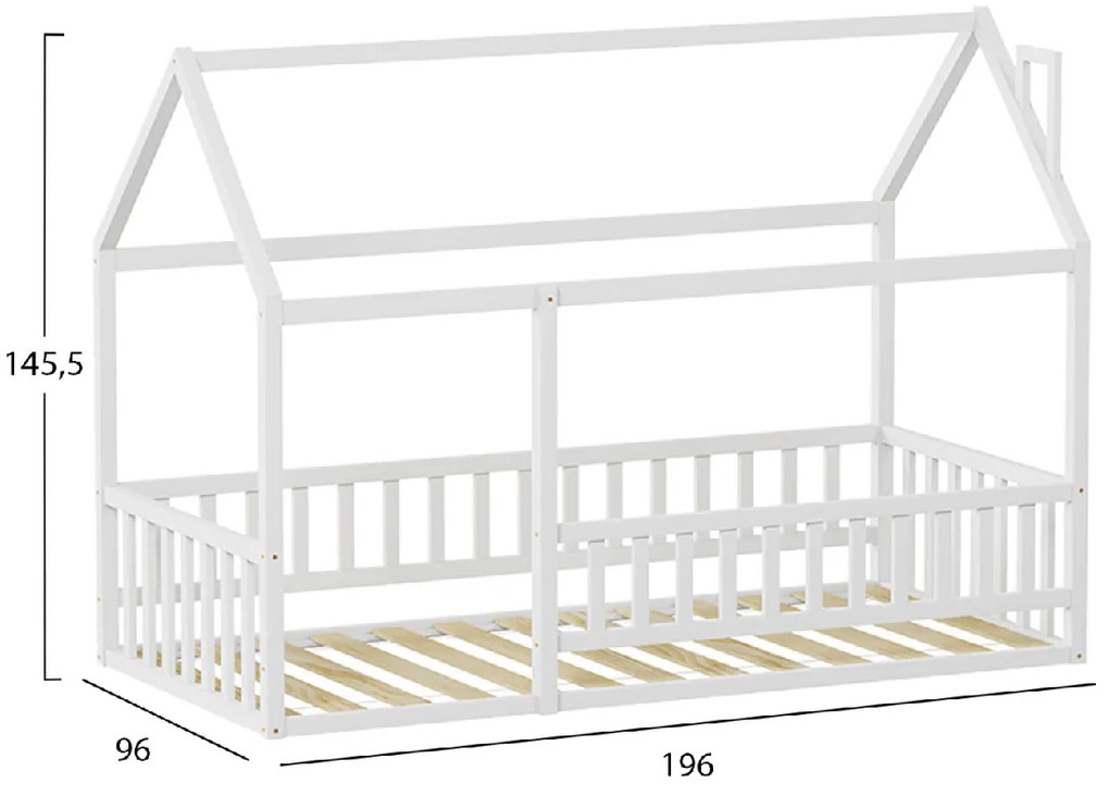 ΚΡΕΒΑΤΙ ΠΑΙΔΙΚΟ ΜΕ ΚΑΓΚΕΛΟ HOUSER HM706.03 τ.MONTESSORI ΞΥΛΟ ΠΕΥΚΟ ΛΕΥΚΟ-190x90εκ