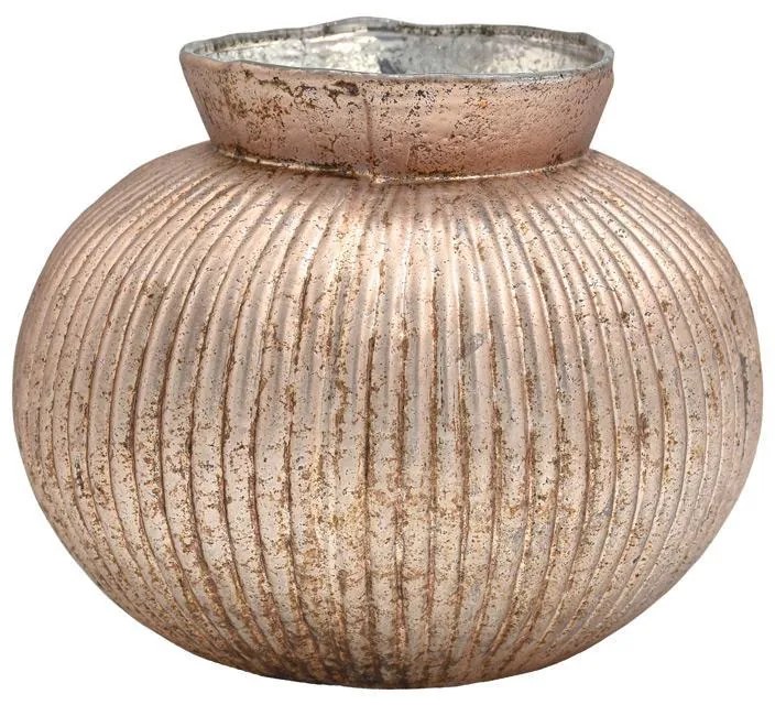 Γυάλινο Βάζο FL1223 Fylliana Μπρονζέ - Ροζ Φ16x13 εκ. 16x16x13 εκ.