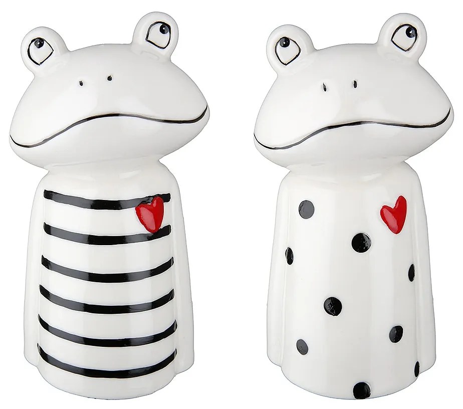 Διακοσμητικό ArteLibre Βάτραχος Λευκό/Μαύρο Πορσελάνη 5x6x12cm Σε 2 Σχέδια