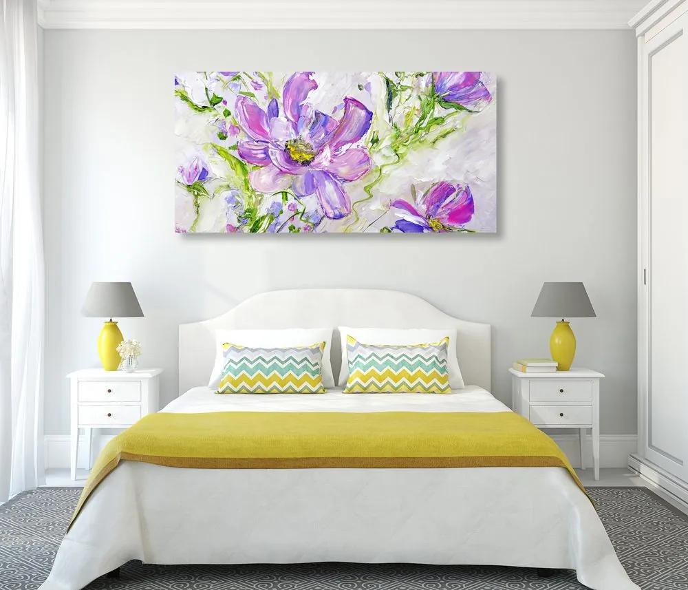 Εικόνα από μοντέρνα ζωγραφισμένα καλοκαιρινά λουλούδια - 100x50