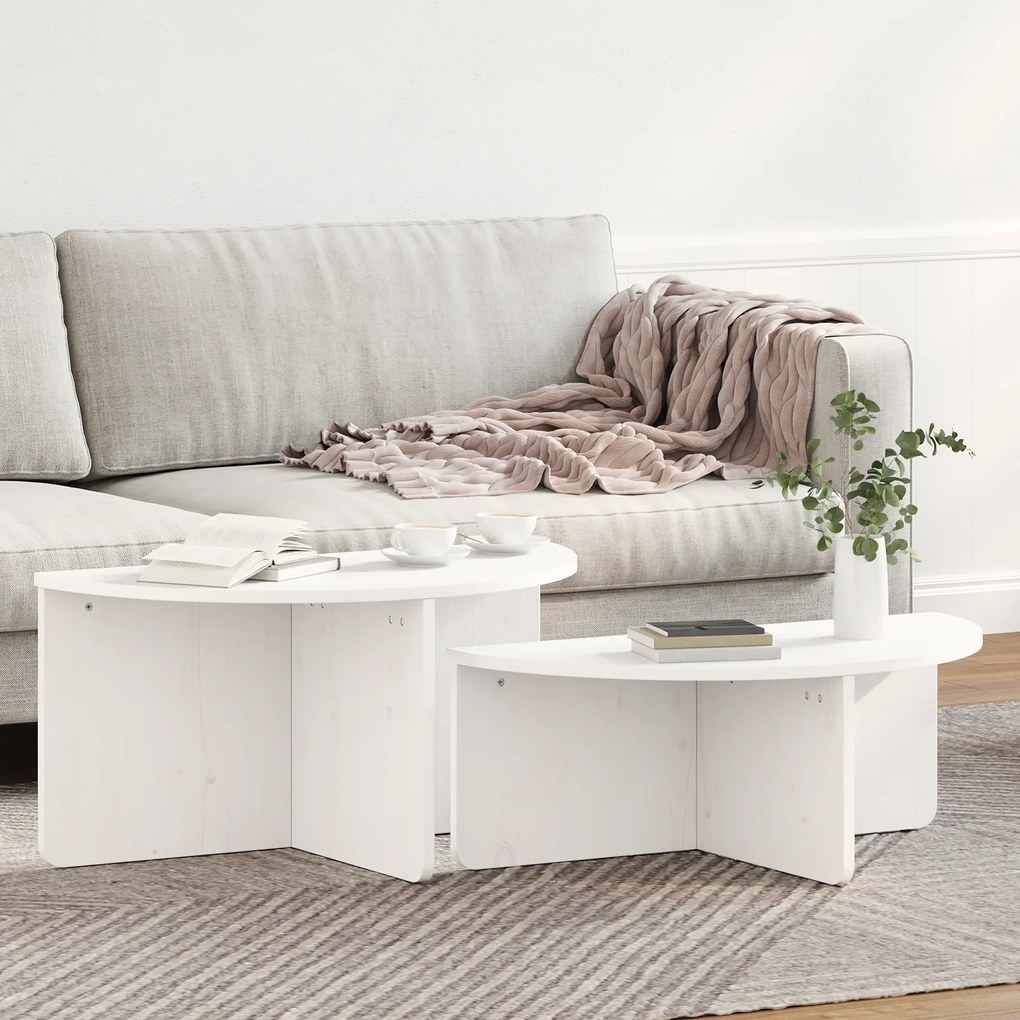 vidaXL Τραπεζάκι σαλονιού 2 pcs Λευκό 79 x 39.5 x 40 εκ