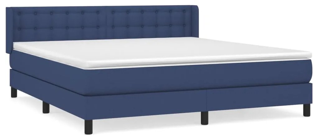 vidaXL Κρεβάτι Boxspring με Στρώμα Μπλε 180x200 εκ. Υφασμάτινο