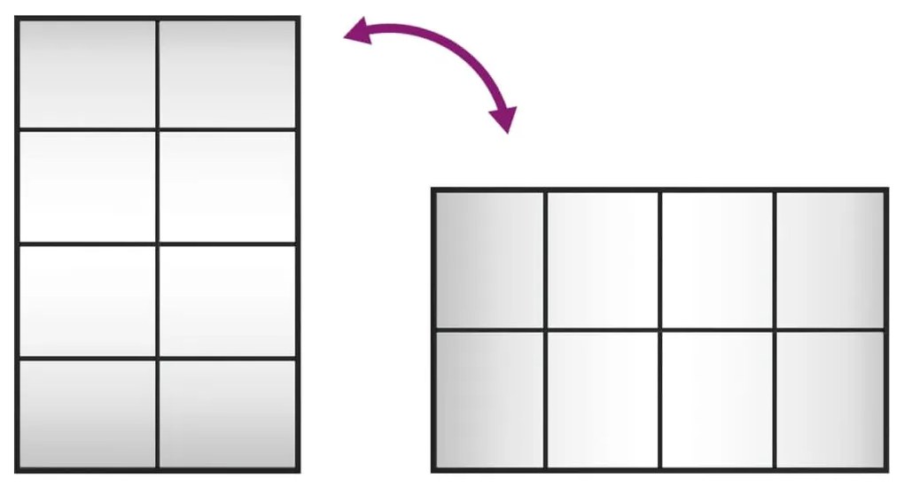 Καθρέφτης Ορθογώνιος Μαύρος 50 x 80 εκ. από Σίδερο - Μαύρο