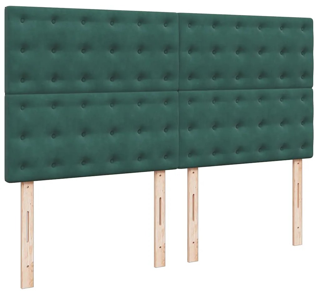 vidaXL Οθωμανικό κρεβάτι με στρώματα&LEDs Dark Green 180x200cm Velvet