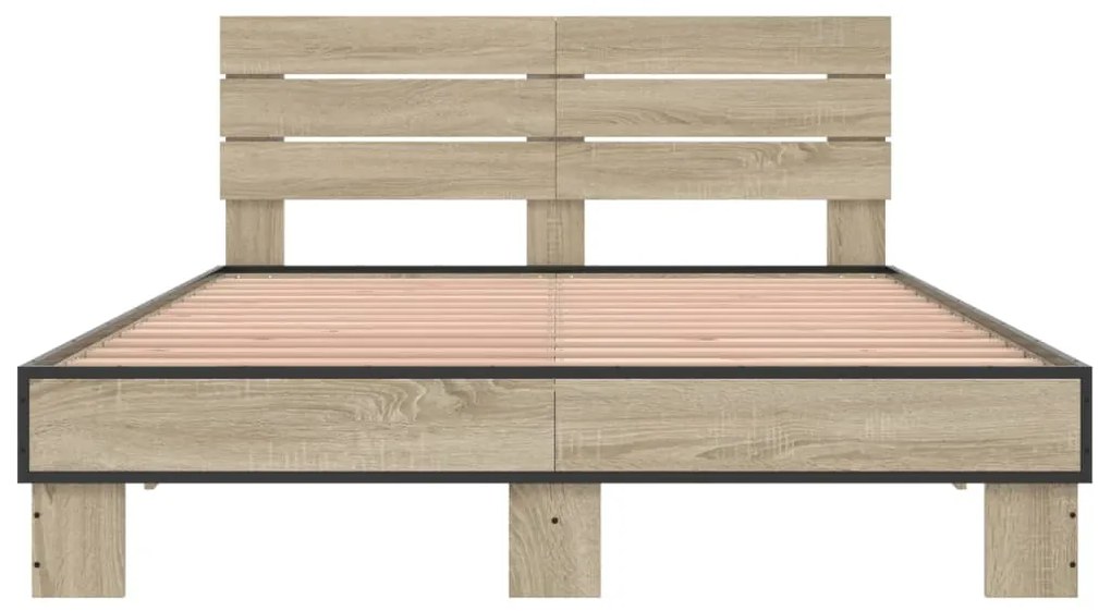 vidaXL Πλαίσιο Κρεβατιού Sonoma Δρυς 120x200 εκ. Επεξ. Ξύλο &amp; Μέταλλο
