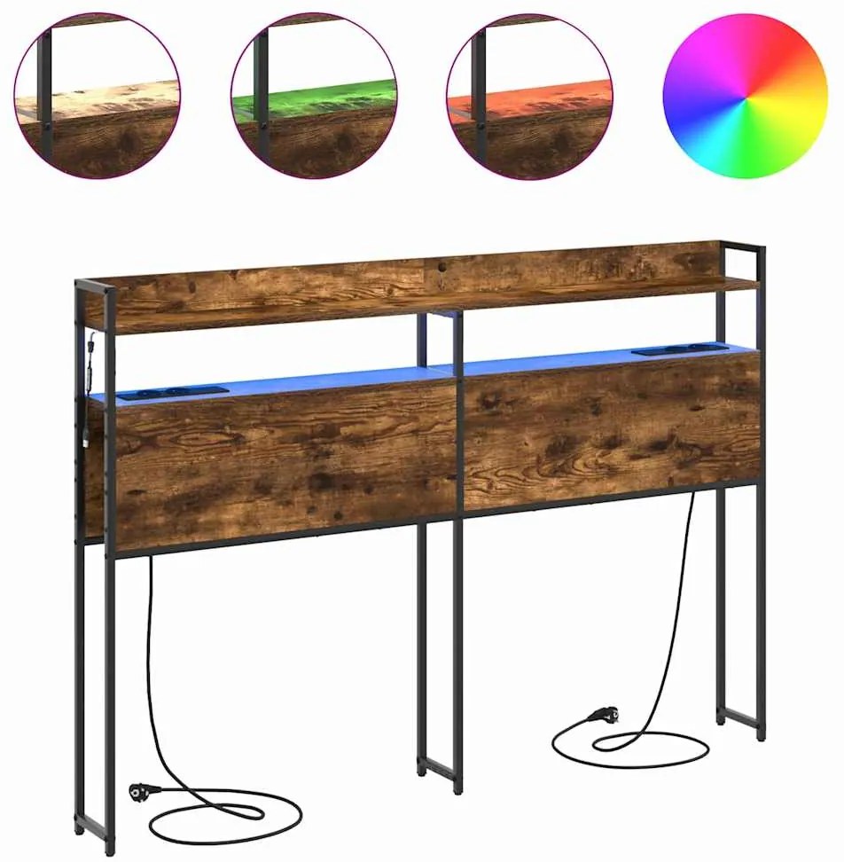 vidaXL Κεφαλάρι Αποθήκης με ράφι Καπνιστή δρυς 140,5 x 15 x 98 εκ