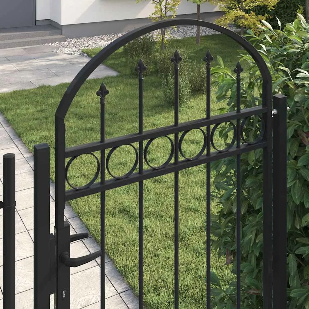 vidaXL Καγκελόπορτα με Αψιδωτή Κορυφή Μαύρη 89 x 200 εκ. από Ατσάλι