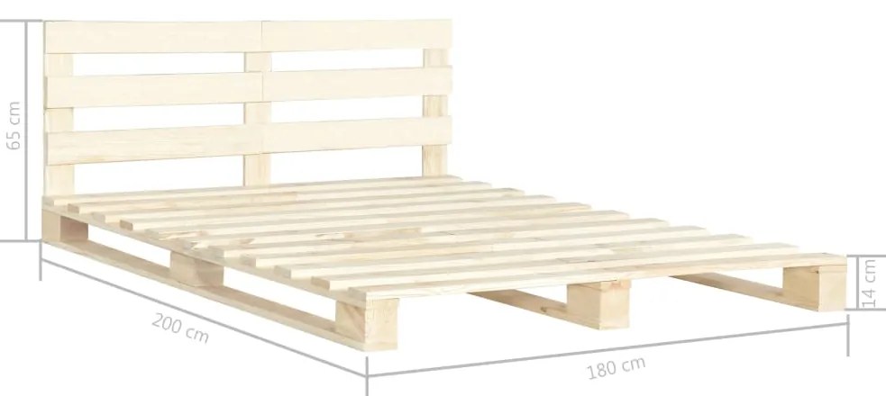 vidaXL Πλαίσιο Κρεβατιού 180 x 200 εκ. Παλέτες από Μασίφ Ξύλο Πεύκου