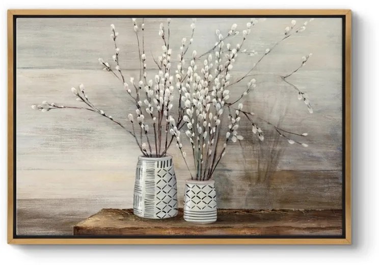 ΠΙΝΑΚΑΣ ΣΕ ΚΑΜΒΑ "WILLOW FLOWERS" MEGAPAP ΨΗΦΙΑΚΗΣ ΕΚΤΥΠΩΣΗΣ ΜΕ ΚΟΡΝΙΖΑ ΧΡΩΜΑ ΧΡΥΣΟ 140X100X3ΕΚ.